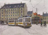 Tegning: København sporvognslinje 6 med motorvogn 370 på Trianglen (2002)