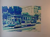 Tegning: San Francisco kabelbane California med kabelsporvogn 57 på California Street (2023)