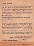 Touristkort til Berliner Verkehrsbetriebe (BVG), bagsiden (1986)