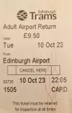Voksen tur/retur billet til Edinburgh Trams (2023)