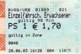 Voksenbillet til Braunschweiger Verkehr (BSVG), forsiden (2003)