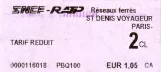 Voksenbillet til Régie Autonome des Transports Parisiens (RATP), forsiden St Denis Voyageur Paris (2007)
