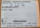 Voksenbillet til Verkehrsbetriebe Zürich (VBZ) (2020)