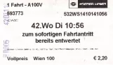 Voksenbillet til Wiener Linien, forsiden Oktober (2014)