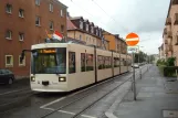 Würzburg sporvognslinje 4 med lavgulvsledvogn 262 tæt på Arndtstraße (2014)