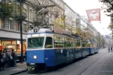 Zürich sporvognslinje 7 med ledvogn 1657 på Bahnhoftstrasse (2005)
