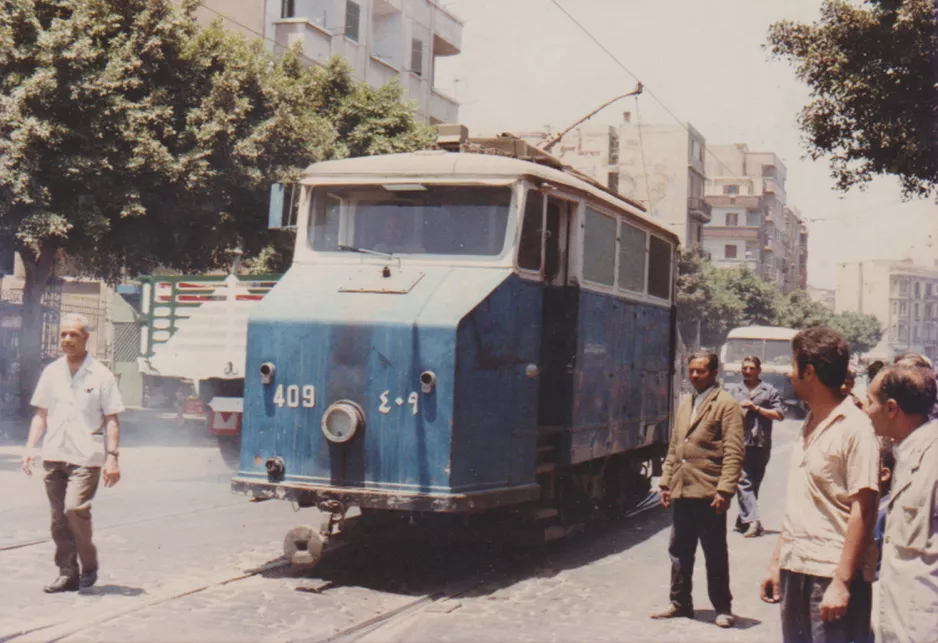 Alexandria rensevogn 409 på Rue Moharam Bey (1977)