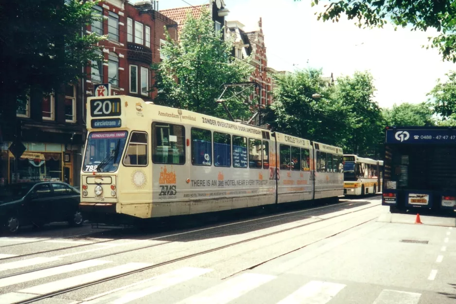Amsterdam ekstralinje 20 med ledvogn 788 på Rozengracht (2000)