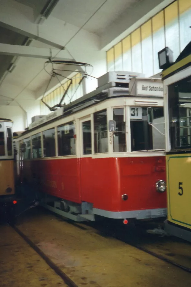 Bad Schandau museumsvogn 9 inde i remisen Depot Kirnitzschtalbahn (1996)
