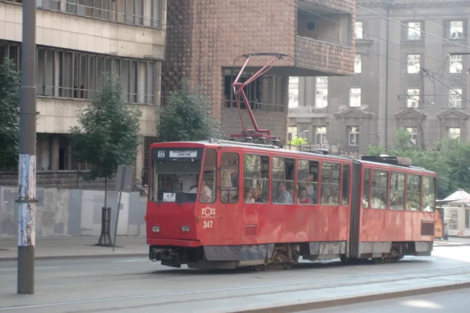 Beograd sporvognslinje 12 med ledvogn 347 på Nemanjina (2008)