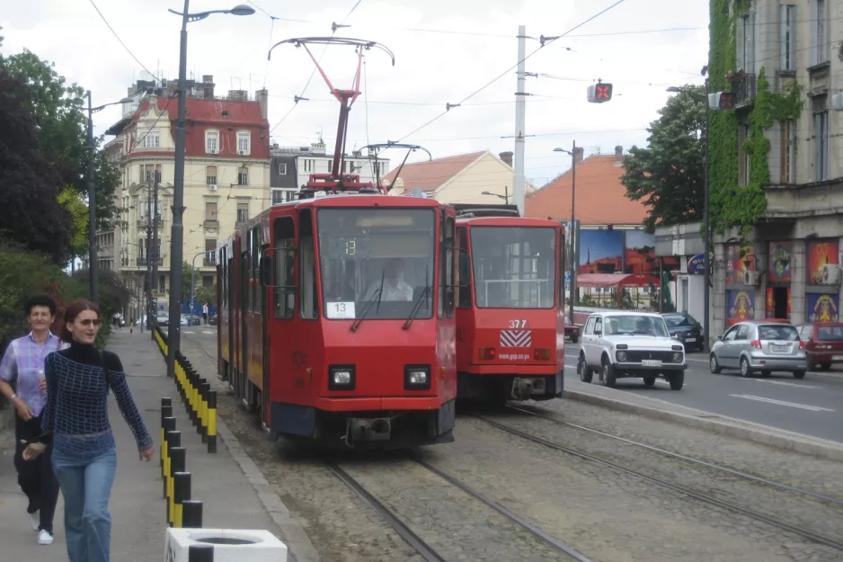Beograd sporvognslinje 13 med ledvogn 229 på Beogradska (2008)