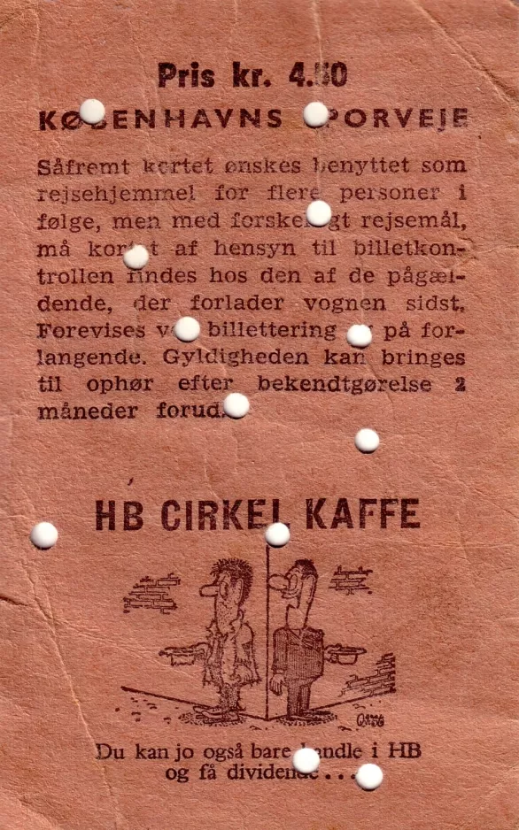 Billigkort til Københavns Sporveje (KS), bagsiden (1963)