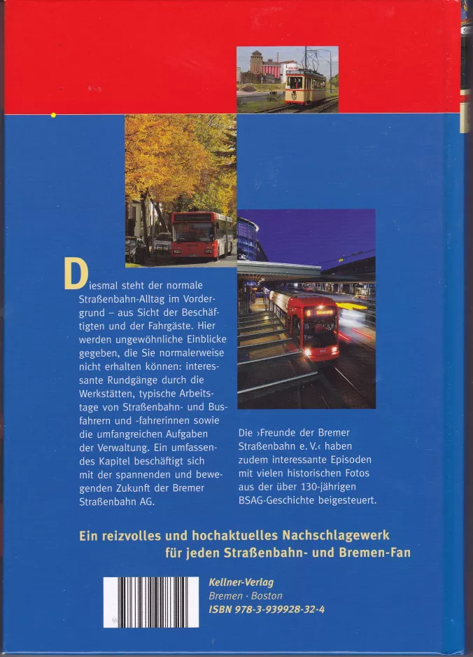 Bog: Bremen sporvognslinje 6 med lavgulvsledvogn 3107 , bagsiden (2010)