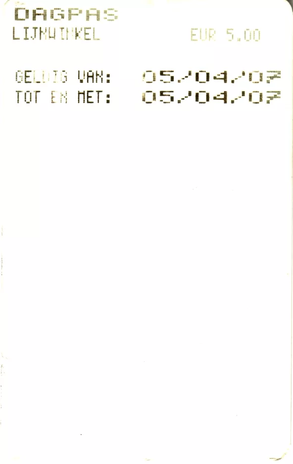 Dagkort til De Lijn in Gent, bagsiden (2007)