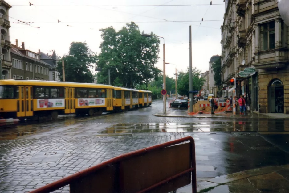 Dresden sporvognslinje 6 i krydset Bautzner Straße/Rothenbürger Straße (1993)