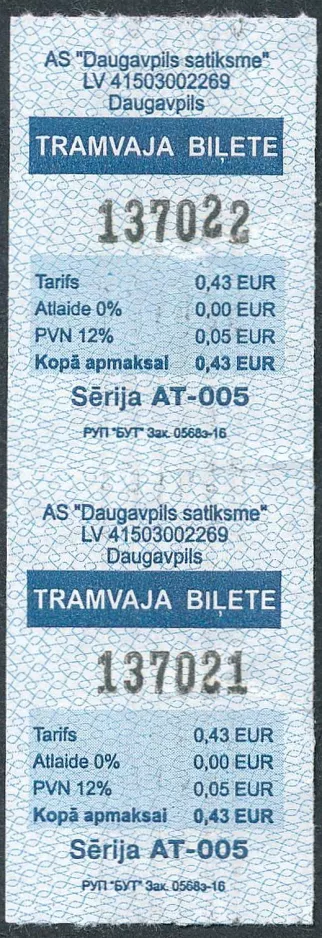 Enkeltbillet til Daugavpils satiksme (DS) (2016)
