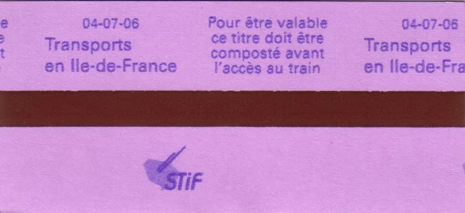Enkeltbillet til Régie Autonome des Transports Parisiens (RATP), bagsiden La Defense Paris (2007)