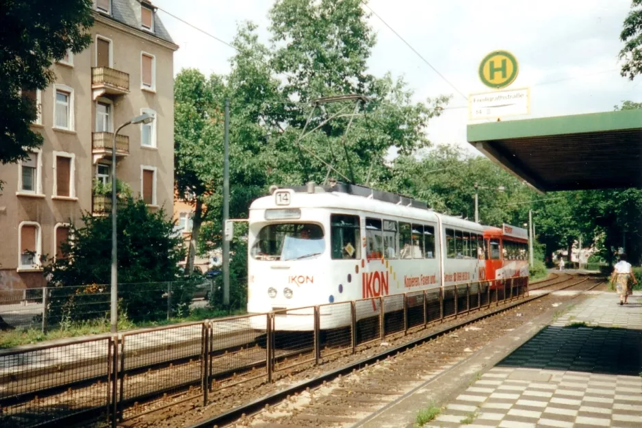 Frankfurt am Main sporvognslinje 14 ved Freiligrathstraße (1998)