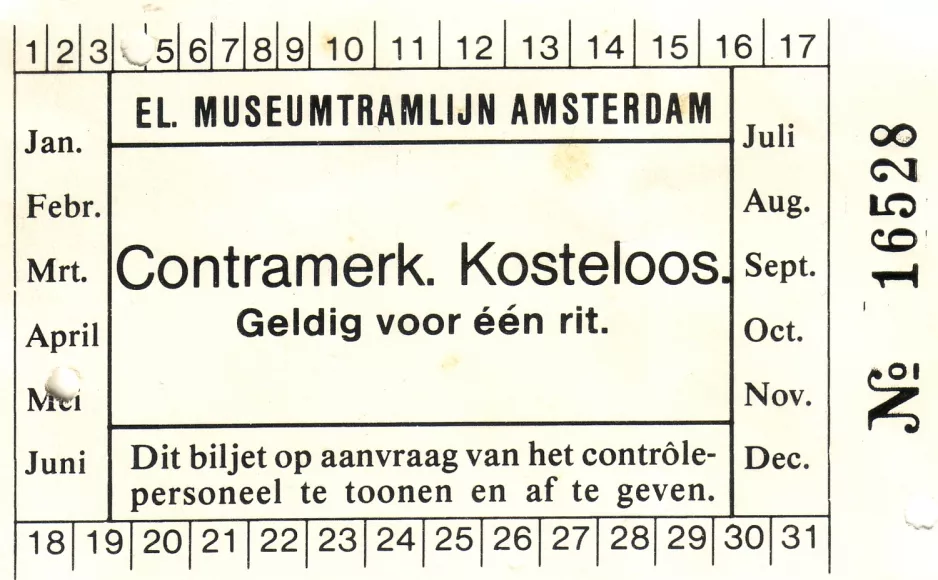 Fribillet: Amsterdam  Electrische Museumtramlijn Amsterdam (1989)