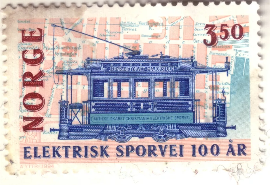 Frimærke: Elektrisk Sporvei 100 år, Norge 3.50
 (1994)