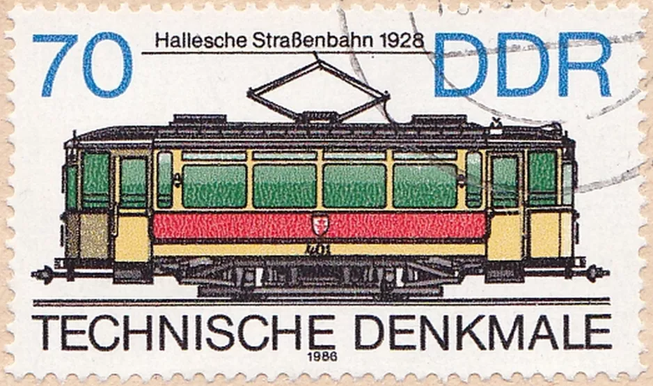 Frimærke: Halle (Saale) motorvogn 401 (1986)