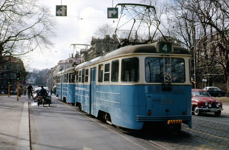 Gøteborg sporvognslinje 4 med motorvogn 520 på Vasaplatsen (1962)