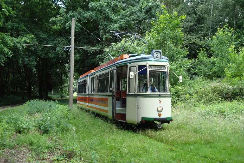Hannover Hohenfelser Wald med ledvogn 2 udenfor museet Hannoversches Straßenbahn-Museum (2008)