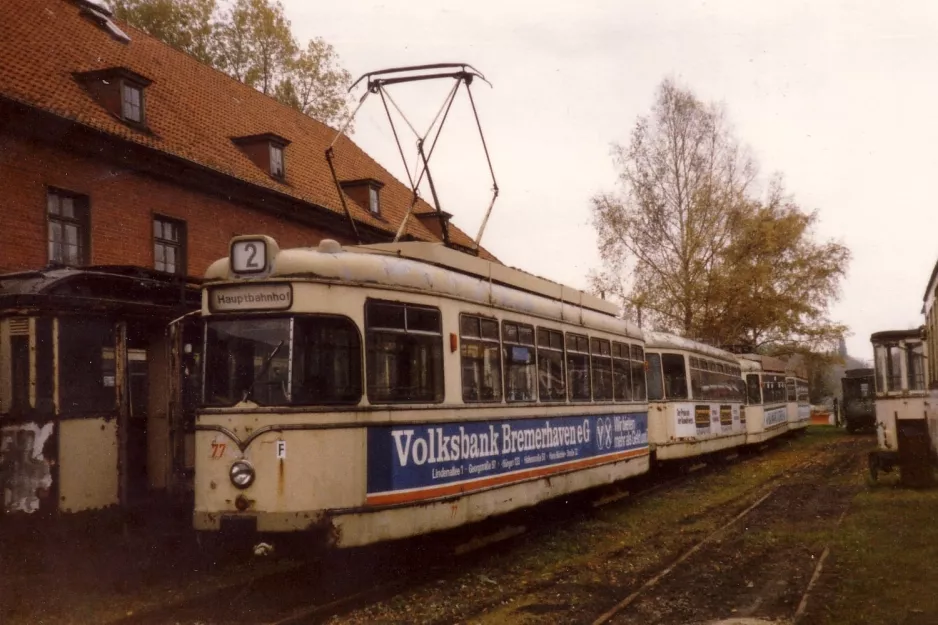 Hannover motorvogn 77 på Hannoversches Straßenbahn-Museum (1988)