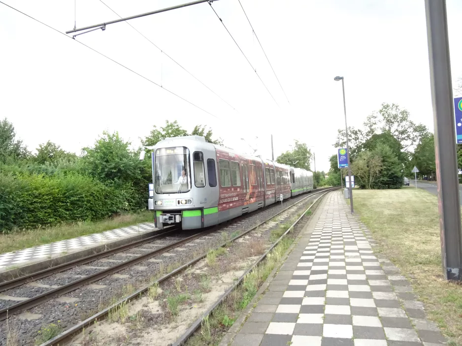 Hannover sporvognslinje 2 med ledvogn 2035 ved Rethen Steinfeld (2020)