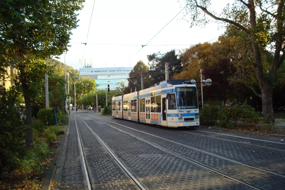 Heidelberg sporvognslinje 26 med ledvogn 264 "Cambridge" ved Bismarckplatz (2009)