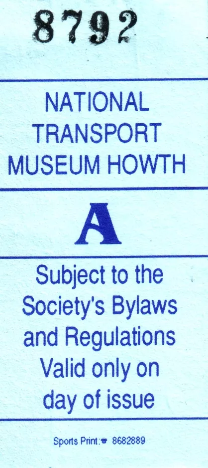 Indgangsbillet til National Transport Museum of Ireland (NTMI) (2006)