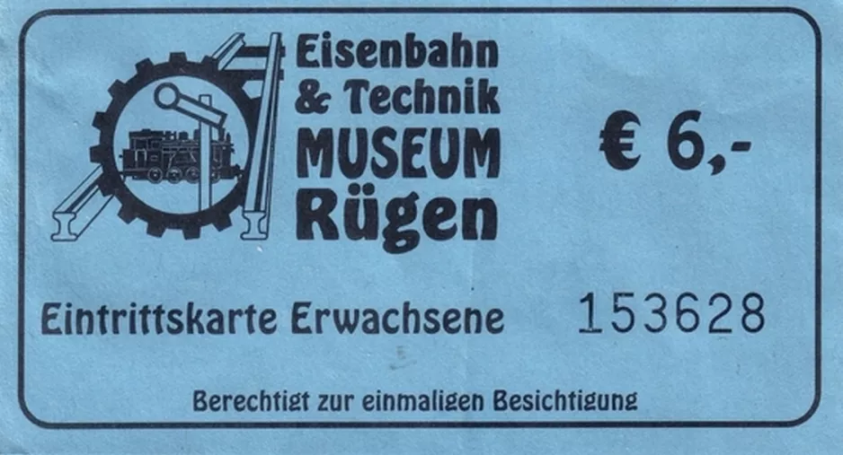 Indgangsbillet til Oldtimer Museum Rügen, forsiden (2006)