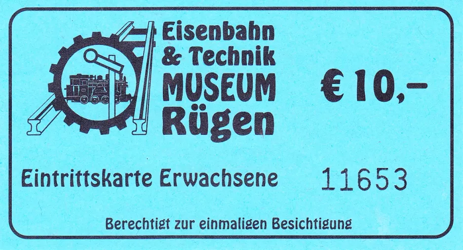 Indgangsbillet til Oldtimer Museum Rügen, forsiden (2015)