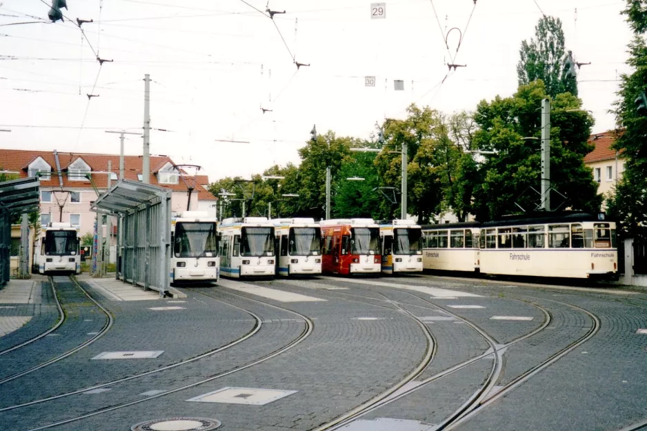 Jena skolevogn 145 på opstillingssporet ved Dornburger Straße (2003)