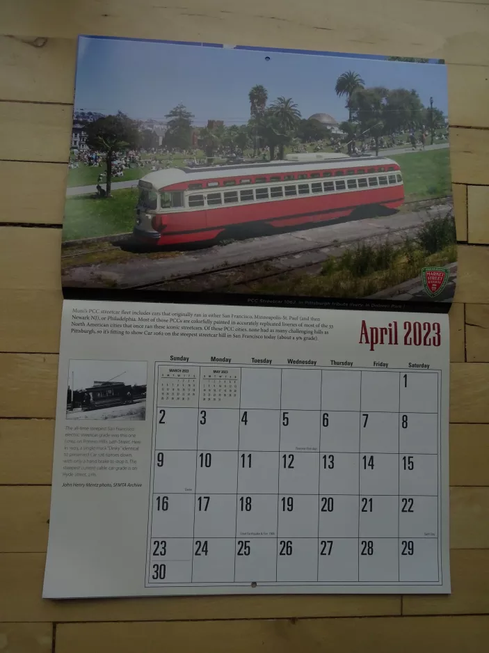 Kalender: San Francisco motorvogn 1062 ved Dolores Park (2023)