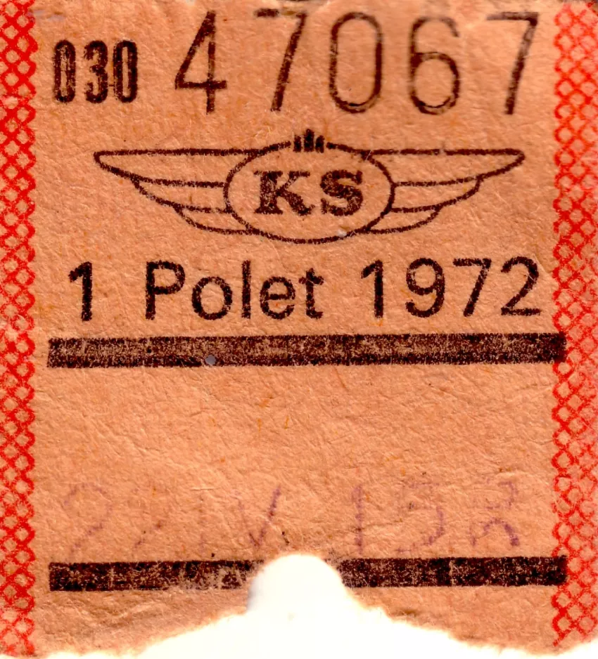 Ligeudbillet til Københavns Sporveje (KS)1 Polet 1972 (1972)