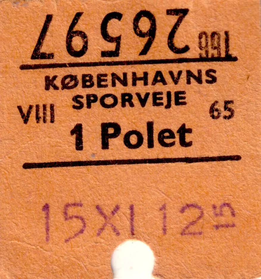 Ligeudbillet til Københavns Sporveje (KS) (1965)
