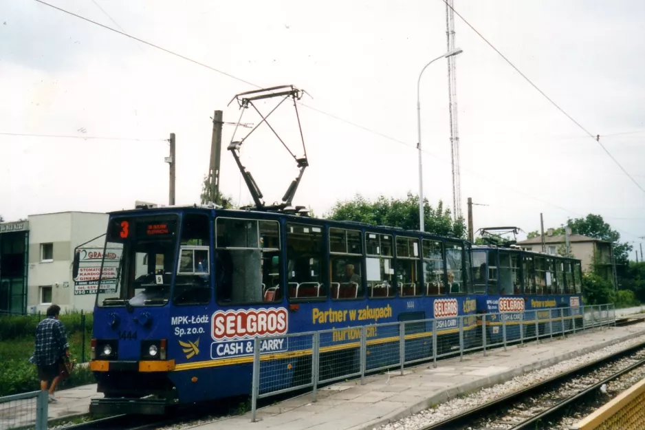 Łódź sporvognslinje 3 med motorvogn 1444 ved Marysin Warszawska Wyciczkowa (2004)