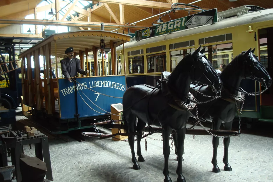 Luxembourg hestesporvogn 7 på Musée des Tramways et des Bus (2014)