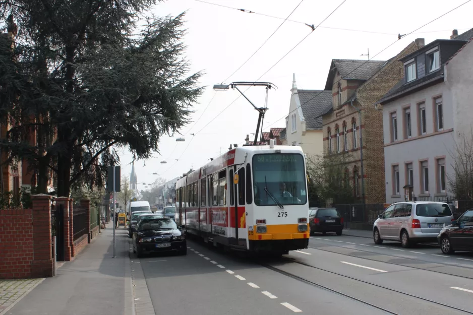 Mainz sporvognslinje 50 med ledvogn 275 nær Nerotalstr. (2009)