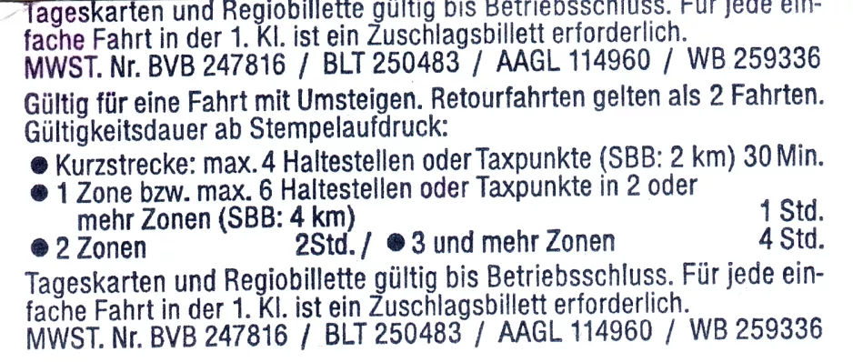 Omstigningsbillet til Basler Verkehrs-Betriebe (BVB), bagsiden (2003)