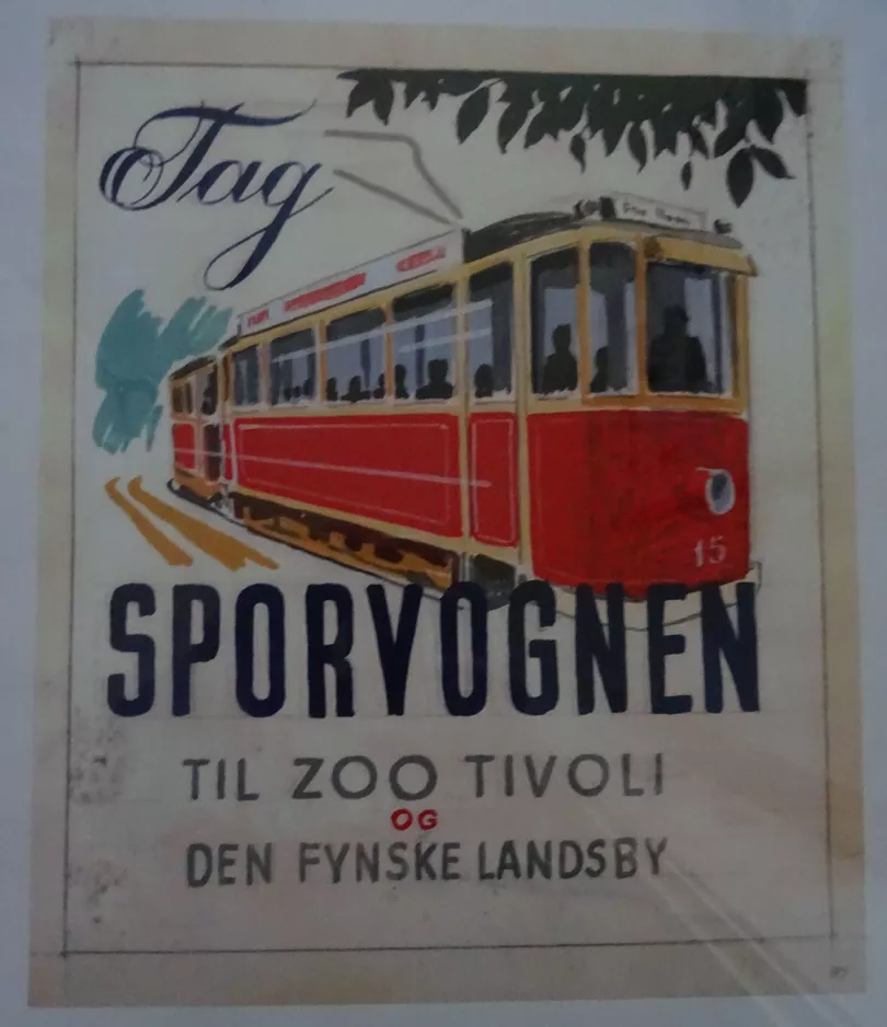 Plakat: Odense Hovedlinie med motorvogn 15  (1930-1940)