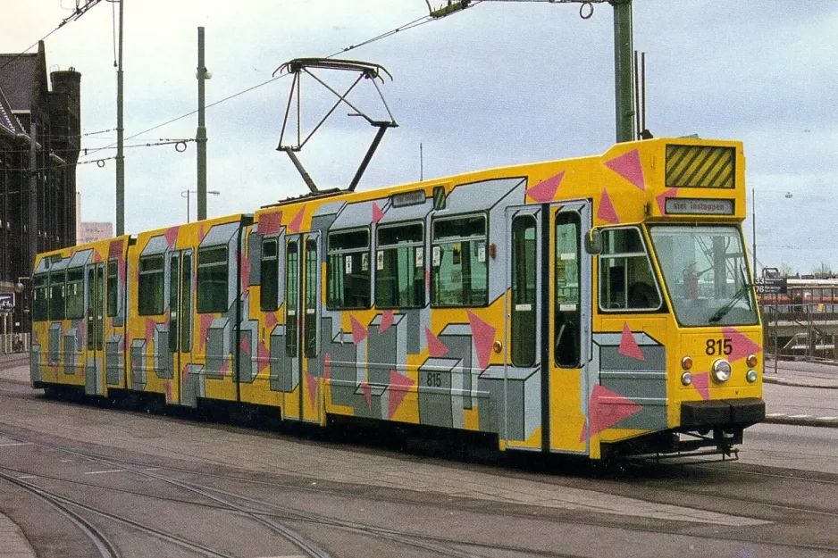 Postkort: Amsterdam ledvogn 815 ved Centraal Station (1986)