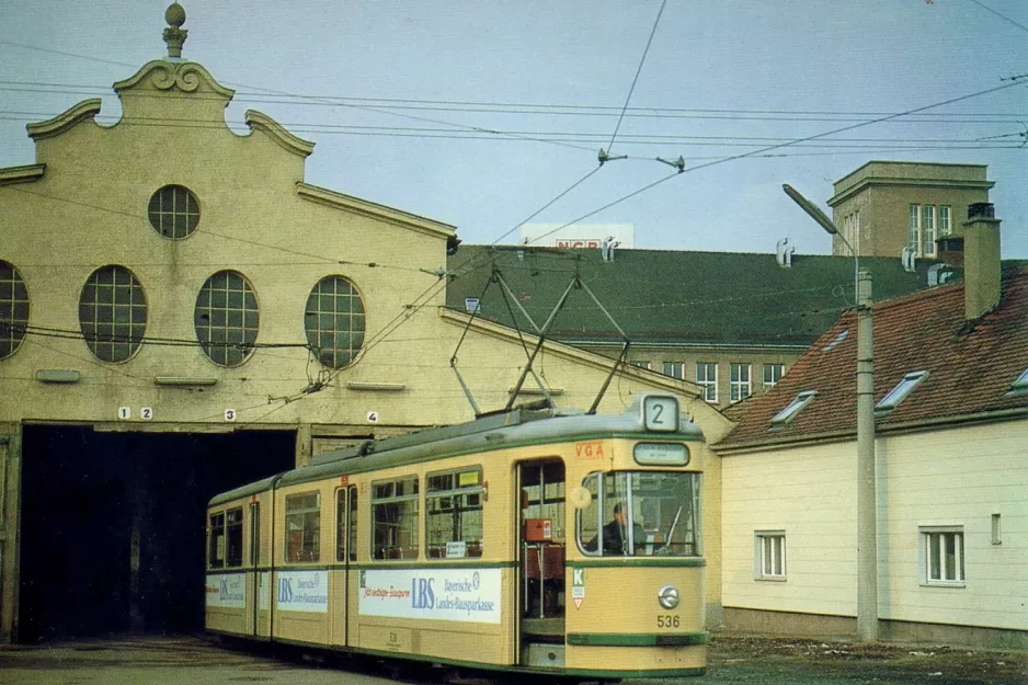 Postkort: Augsburg ledvogn 536 foran Kriegshaber (1981)