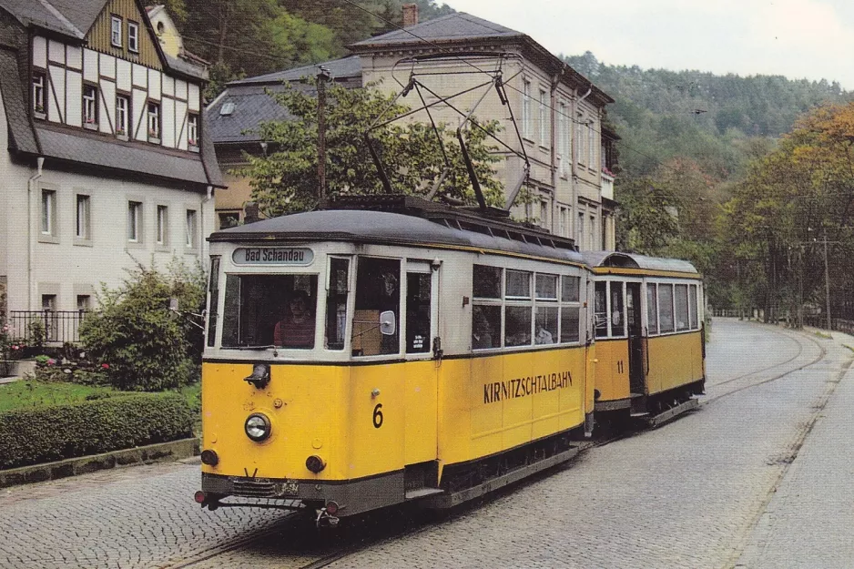 Postkort: Bad Schandau Kirnitzschtal 241 med motorvogn 6 nær Kurpark (1981)