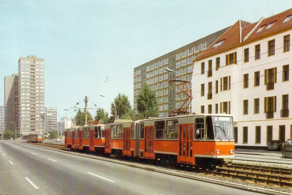 Postkort: Berlin ekstralinje 29 på Karl-Marx-Allee (1985)