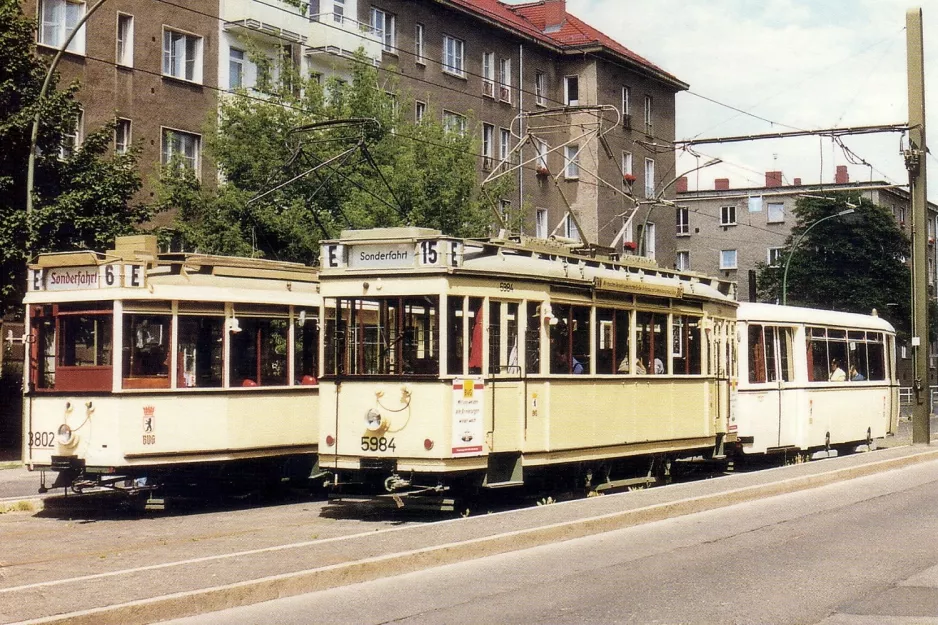 Postkort: Berlin museumsvogn 3802 nær Kniprodestr./Danziger Str. (2001)