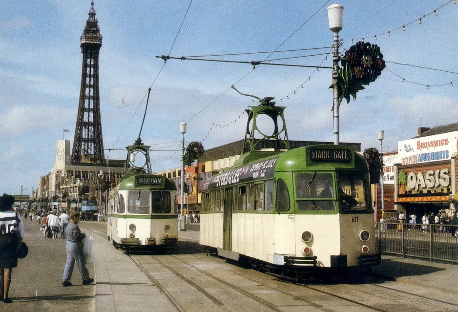 Postkort: Blackpool sporvognslinje T på Promenade (1989)