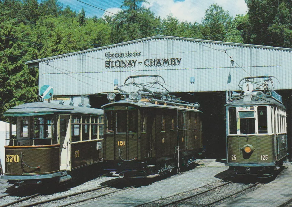 Postkort: Blonay bivogn 370 på forpladsen Chemin de fer-musée Blonay-Chamby (1997)