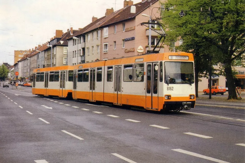 Postkort: Braunschweig sporvognslinje 3 med ledvogn 8162 på Fallersleber Straße (1983)